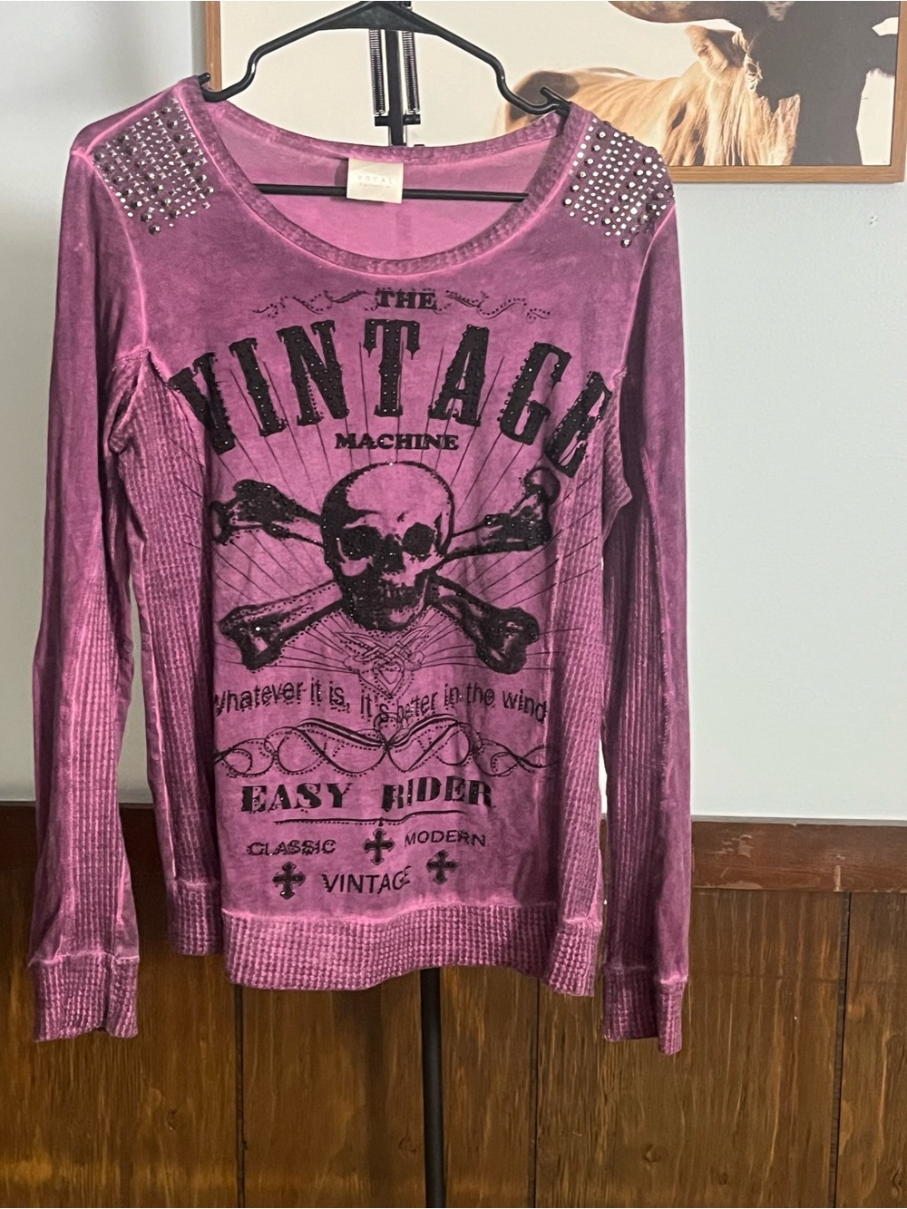 Vocal Purple Studded Long Sleeve Graphic Tee